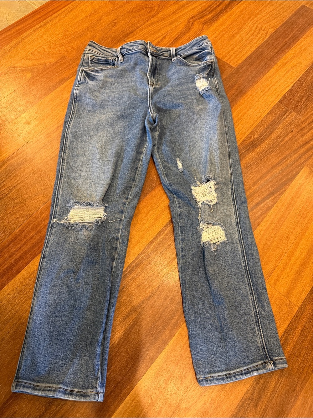 Straight-Leg distressed Jeans - Medium Blue